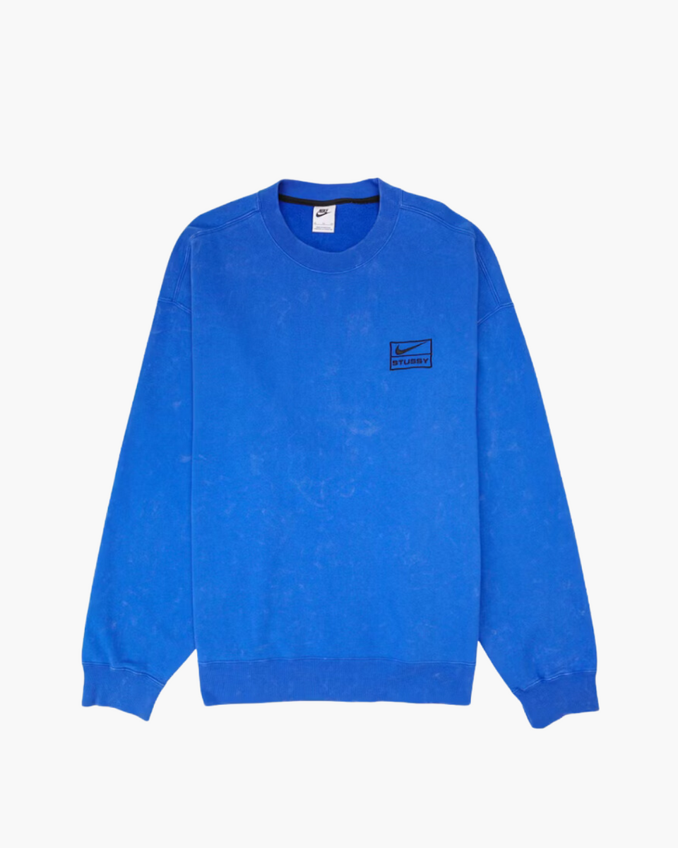 Nike x Stussy Acid Wash Crew Fleece Blue | The Sneaker Store